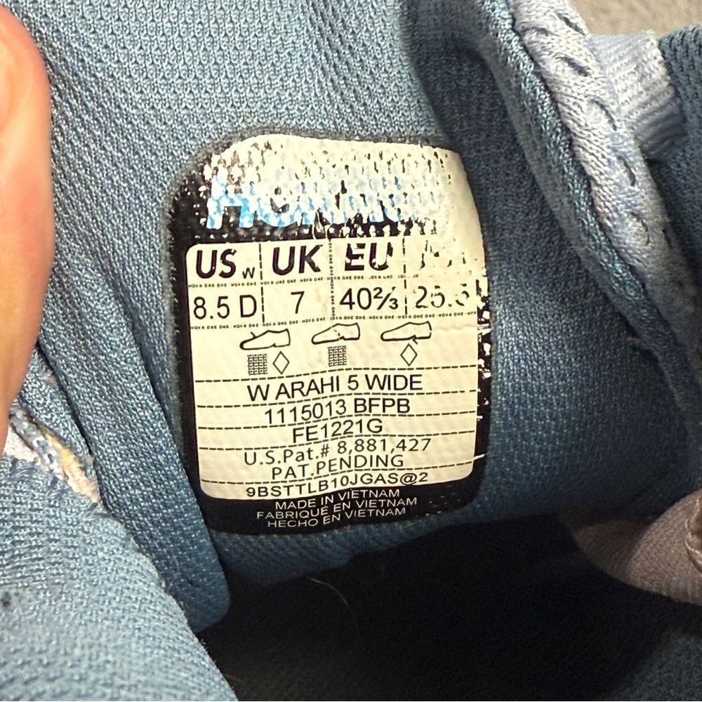 Hoka One One Womens Shoes Size 8.5 D Arahi 5 Blue White Wide Fit Running Sneaker - Picture 9 of 10